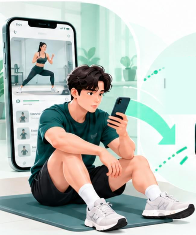 Người tự tập tại nhà theo video trên điện thoại